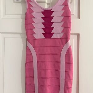 Pink Chevron Bandage Dress